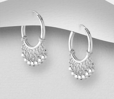 Şəkli böyütmək üçün tiklayın 925 Sterling Silver Hoop Earrings