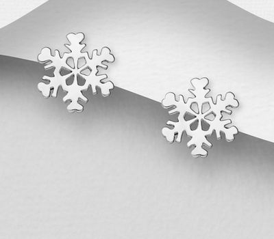 Şəkli böyütmək üçün tiklayın 925 Sterling Silver Snowflake Push-Back Earrings