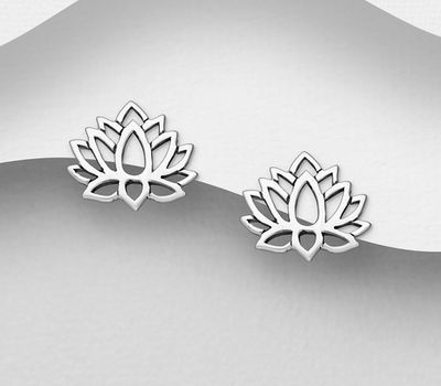 925 Sterling Silver Lotus Push-Back Earrings