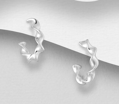 925 Sterling Silver Twisted Semi-Circle Push-Back Earrings