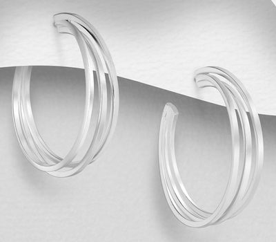 Şəkli böyütmək üçün tiklayın 925 Sterling Silver Push-Back Earrings