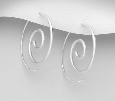 Şəkli böyütmək üçün tiklayın 925 Sterling Silver Coil Hook Earrings