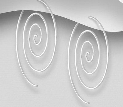 Şəkli böyütmək üçün tiklayın 925 Sterling Silver Spiral Hook Earrings