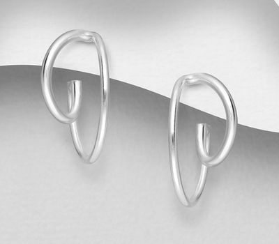 Şəkli böyütmək üçün tiklayın 925 Sterling Silver Push-Back Earrings