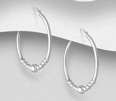 925 Sterling Silver Ball Hoop Earrings