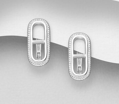 Şəkli böyütmək üçün tiklayın 925 Sterling Silver Omega-Lock Earrings