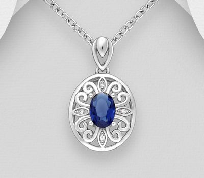 Şəkli böyütmək üçün tiklayın 925 Sterling Silver Swirl Pendant Decorated with CZ Simulated Diamonds