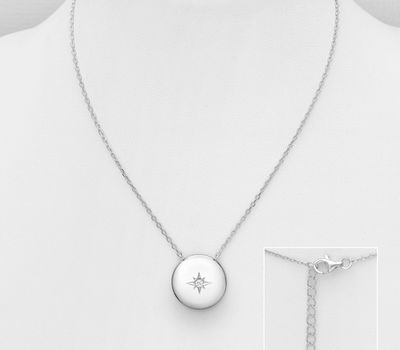 925 Sterling Silver Star Necklace, Decorated with CZ Simulated Diamonds