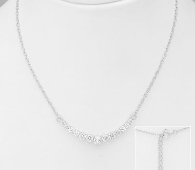 Malın səhifəsinə keç 925 Sterling Silver Necklace, Decorated with CZ Simulated Diamonds
