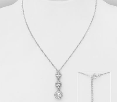 925 Sterling Silver Necklace, Decorated with CZ Simulateds
