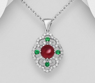 Şəkli böyütmək üçün tiklayın 925 Sterling Silver Swirl Pendant, Decorated with CZ Simulated Diamonds