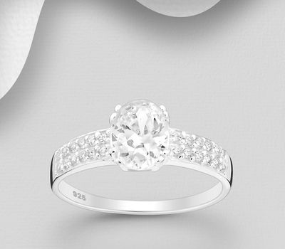 Şəkli böyütmək üçün tiklayın 925 Sterling Silver Ring, Decorated with CZ Simulated Diamonds