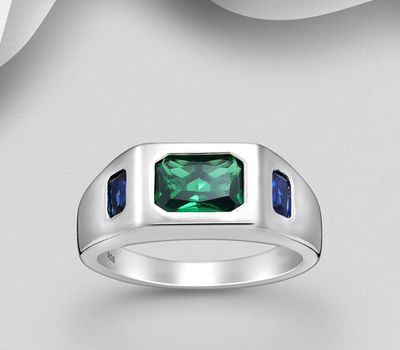 Şəkli böyütmək üçün tiklayın 925 Sterling Silver Ring, Decorated with CZ Simulated Diamonds