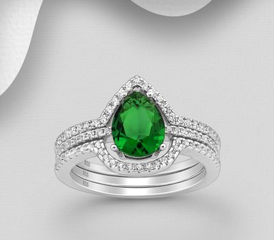 Şəkli böyütmək üçün tiklayın 925 Sterling Silver Stack Ring Decorated With CZ Simulated Diamonds