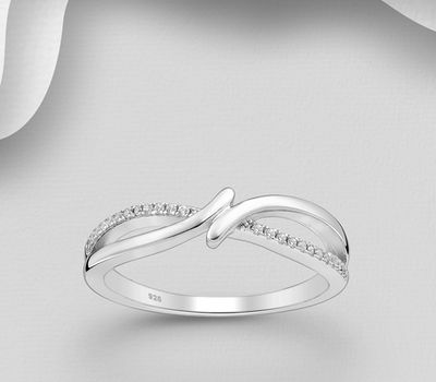 Şəkli böyütmək üçün tiklayın 925 Sterling Silver Ring, Decorated with CZ Simulated Diamonds