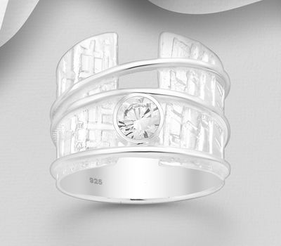 Malın səhifəsinə keç 925 Sterling Silver Ring, Decorated with CZ Simulated Diamonds