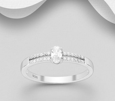Şəkli böyütmək üçün tiklayın 925 Sterling Silver Ring, Decorated with CZ Simulated Diamonds