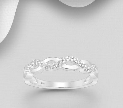 Malın səhifəsinə keç 925 Sterling Silver Ring, Decorated with CZ Simulated Diamonds