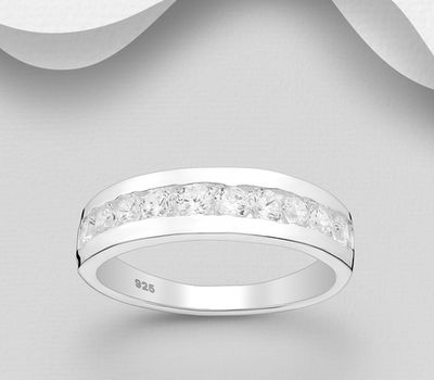 Şəkli böyütmək üçün tiklayın 925 Sterling Silver Ring, Decorated with CZ Simulated Diamonds
