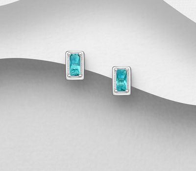 Şəkli böyütmək üçün tiklayın 925 Sterling Silver Push-Back Earrings, Decorated with CZ Simulated Diamonds