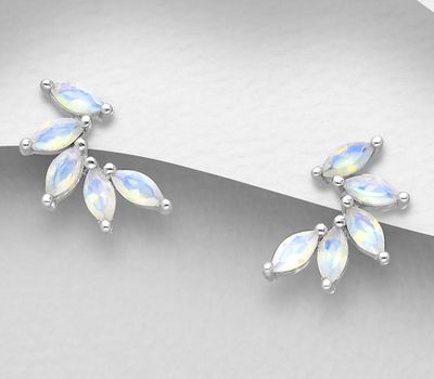 925 Sterling Silver Push-Back Earrings, Decorated with CZ Simulated Diamonds