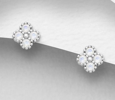 925 Sterling Silver Push-Back Earrings, Decorated with CZ Simulated Diamonds