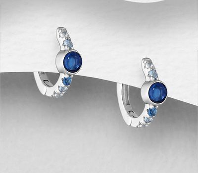 Malın səhifəsinə keç 925 Sterling Silver Push-Back Earrings, Decorated with CZ Simulated Diamonds