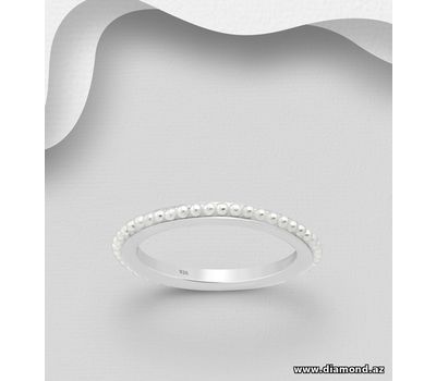 925 Sterling Silver Ring Decorated with Simulated Pearl