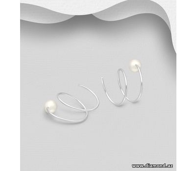 925 Sterling Silver Hook Earrings Decorated with Reconstructed Shell