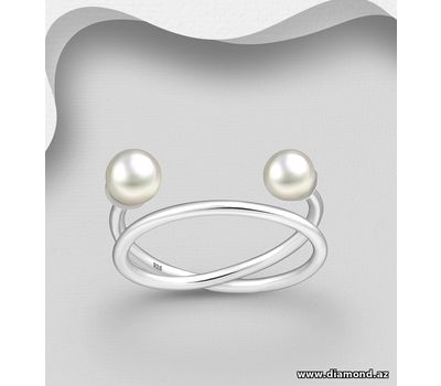Şəkli böyütmək üçün tiklayın 925 Sterling Silver Ring, Decorated with FreshWater Pearls