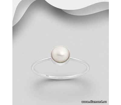 Şəkli böyütmək üçün tiklayın 925 Sterling Silver Solitaire Ring Decorated with Freshwater Pearl
