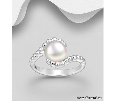 Şəkli böyütmək üçün tiklayın 925 Sterling Silver Ring Decorated With Fresh Water Pearl