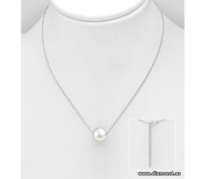 925 Sterling Silver Necklace Beaded With Fresh Water Pearl