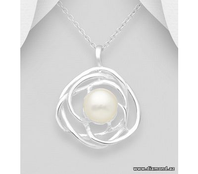 Şəkli böyütmək üçün tiklayın 925 Sterling Silver Pendant Decorated With Fresh Water Pearl