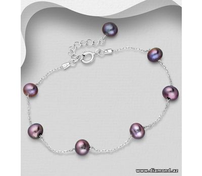 925 Sterling Silver Adjustable Bracelet, Beaded with Freshwater Pearls