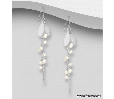 Şəkli böyütmək üçün tiklayın 925 Sterling Silver Earrings Beaded With Fresh Water Pearls
