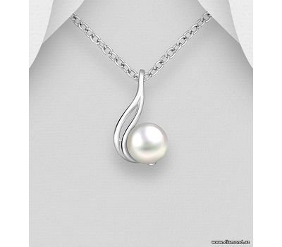 925 Sterling Silver Pendant, Decorated with FreshWater Pearl