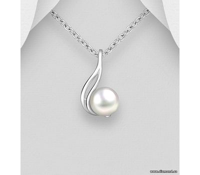 Şəkli böyütmək üçün tiklayın 925 Sterling Silver Pendant, Decorated with FreshWater Pearl
