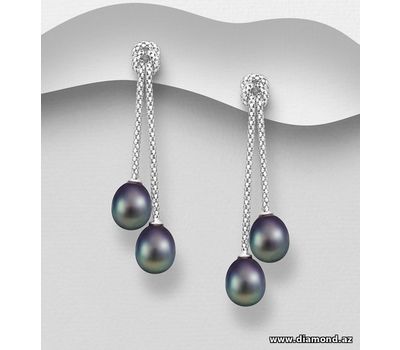 925 Sterling Silver Knot Push-Back Earrings, Decorated With FreshWater Pearls