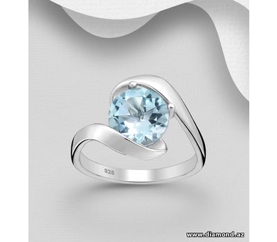 La Preciada - 925 Sterling Silver Ring, Decorated with Sky-Blue Topaz