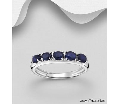 La Preciada - 925 Sterling Silver Ring, Decorated with Blue Sapphire