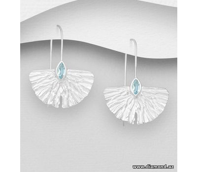 925 Sterling Silver Semi-Circle Hook Earrings, Decorated with Amethysts or Sky-Blue Topaz