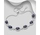 La Preciada - 925 Sterling Silver Halo Adjustable Bracelet, Decorated with Various Gemstones and CZ Simulated Diamonds