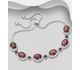 La Preciada - 925 Sterling Silver Halo Adjustable Bracelet, Decorated with Various Gemstones and CZ Simulated Diamonds