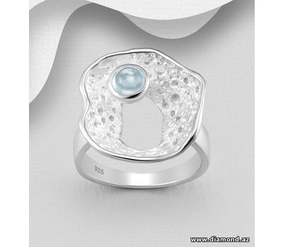 925 Sterling Silver Ring, Decorated with Sky-Blue Topaz