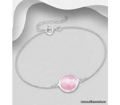 Şəkli böyütmək üçün tiklayın 925 Sterling Silver Bracelet, Decorated with Cat's eye