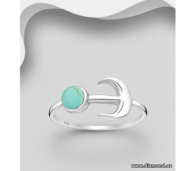 925 Sterling Silver Moon Ring, Decorated with Moonstone
