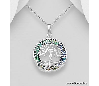 925 Sterling Silver Tree of Life Pendant, Decorated With Shell