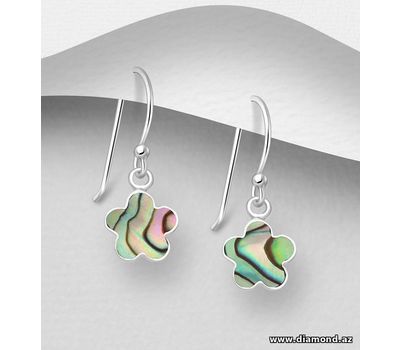 Malın səhifəsinə keç 925 Sterling Silver Flower Hook Earrings, Decorated with Shell