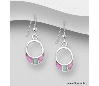 Malın səhifəsinə keç 925 Sterling Silver Hook Earrings, Decorated with Shell